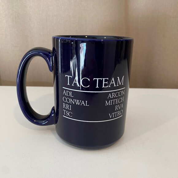 TAC TEAM Blue Coffee Mug 4.5” FAA Surveillance National Security Contract - Picture 1 of 5